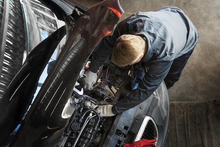 Mercedes Winchester A technician servicing a Mercedes Winchester.